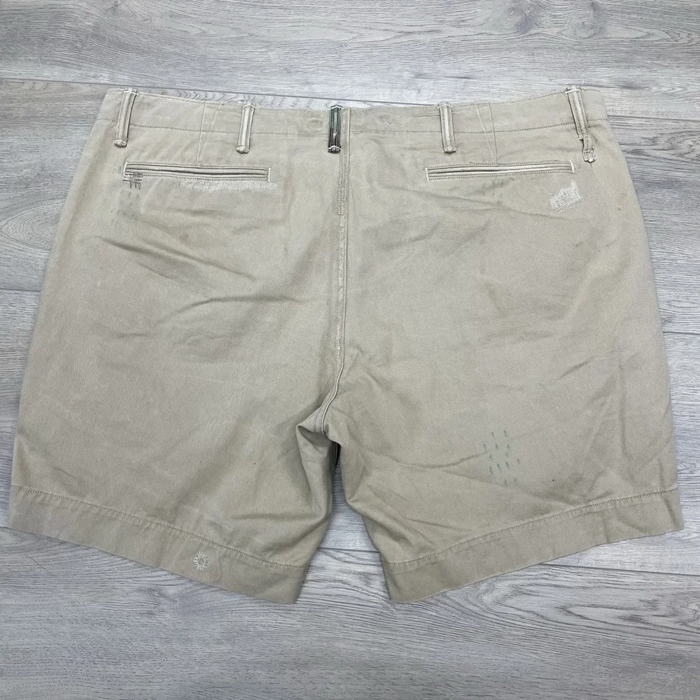 Polo Ralph Lauren Khaki Distressed Shorts Men Sz 40 Military Style Patches